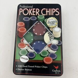 Cardinal Professional Poker Chips Dual‎ Toned Set Of 100 Total W Dealer Chip NIB